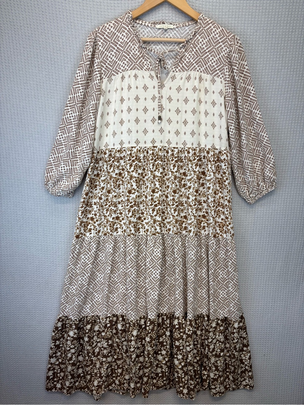 Kate And Sam Womens Flowy Maxi Dress Large Cottagecore Prairie Boho Tiered EUC